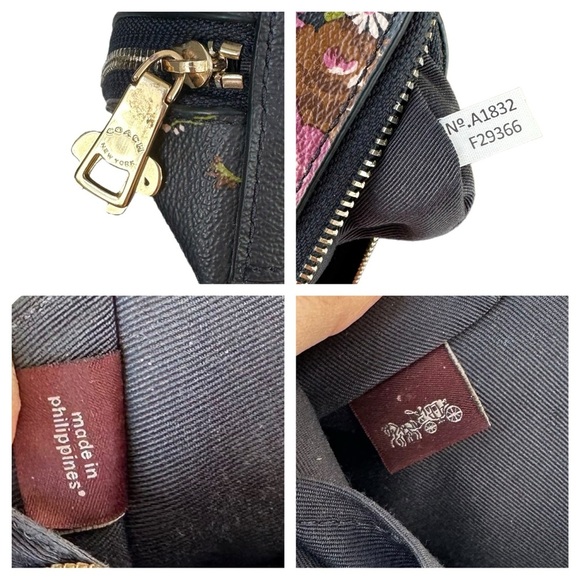 COACH Floral Midnight Multi Leather Large Cosmetic Travel Pouch Bag Case - Picture 3 of 12